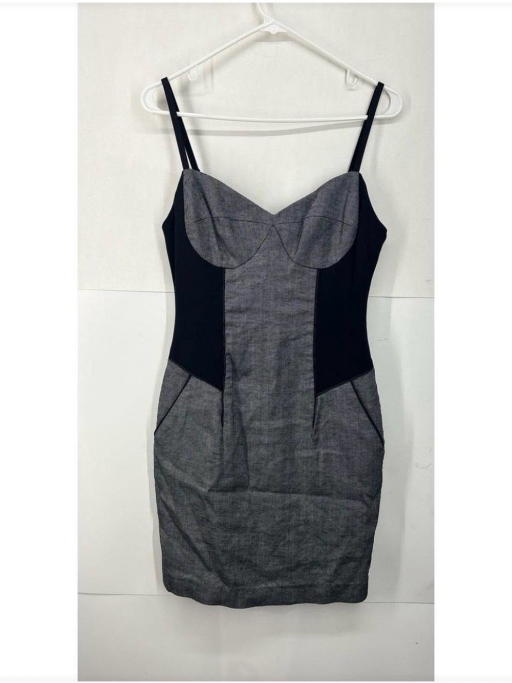 bebe Gray and Black Bodycon Mini Dress